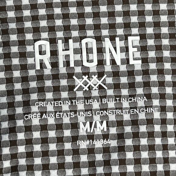 Rhone Brown Gingham Casual Button Down stretch commuter Shirt Slim Fit size M - Picture 4 of 11